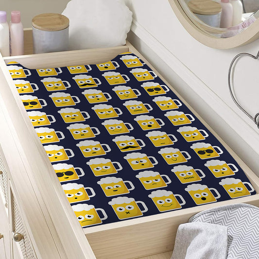 Beer Emoji Pattern Print Changing Pad Cover