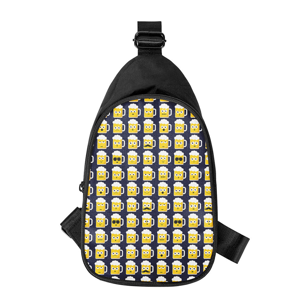 Beer Emoji Pattern Print Chest Bag