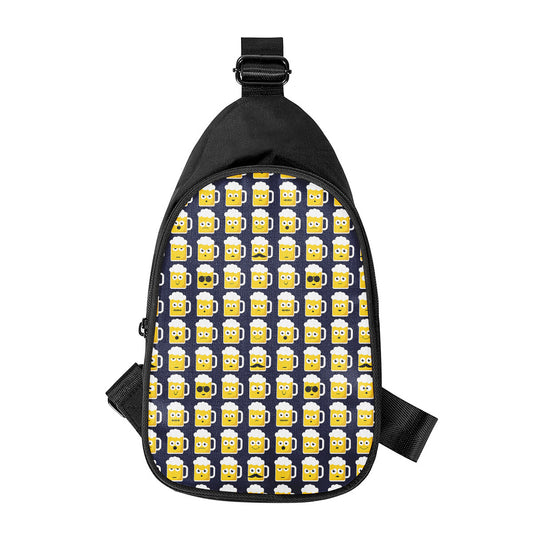 Beer Emoji Pattern Print Chest Bag