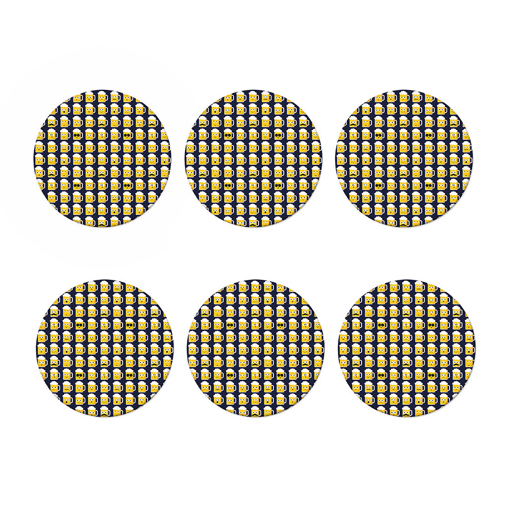 Beer Emoji Pattern Print Coaster Set