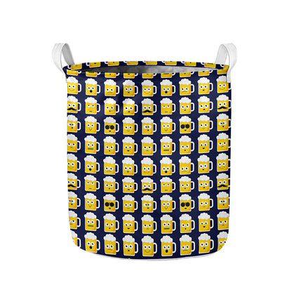 Beer Emoji Pattern Print Collapsible Laundry Basket