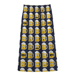 Beer Emoji Pattern Print Cotton Front Slit Maxi Skirt