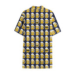 Beer Emoji Pattern Print Cotton Hawaiian Shirt