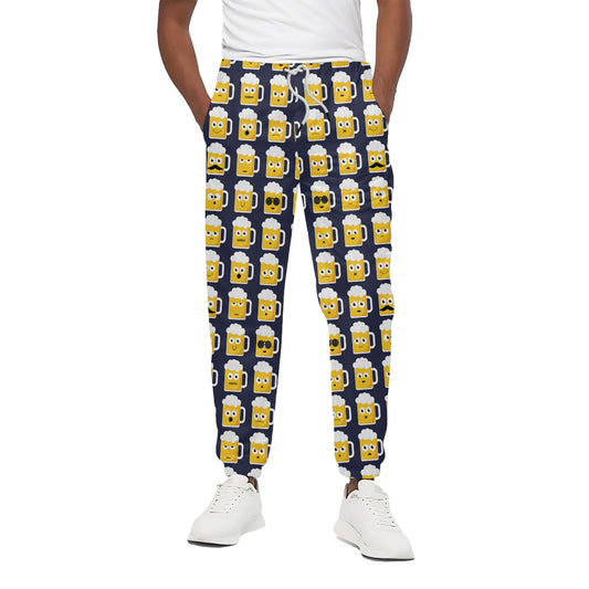 Beer Emoji Pattern Print Cotton Pants