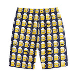 Beer Emoji Pattern Print Cotton Shorts