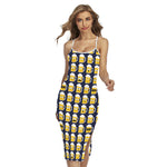 Beer Emoji Pattern Print Cross Back Cami Dress