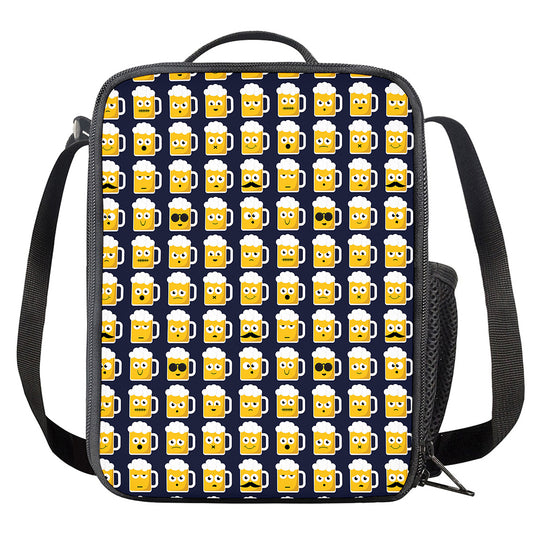 Beer Emoji Pattern Print Crossbody Lunch Bag
