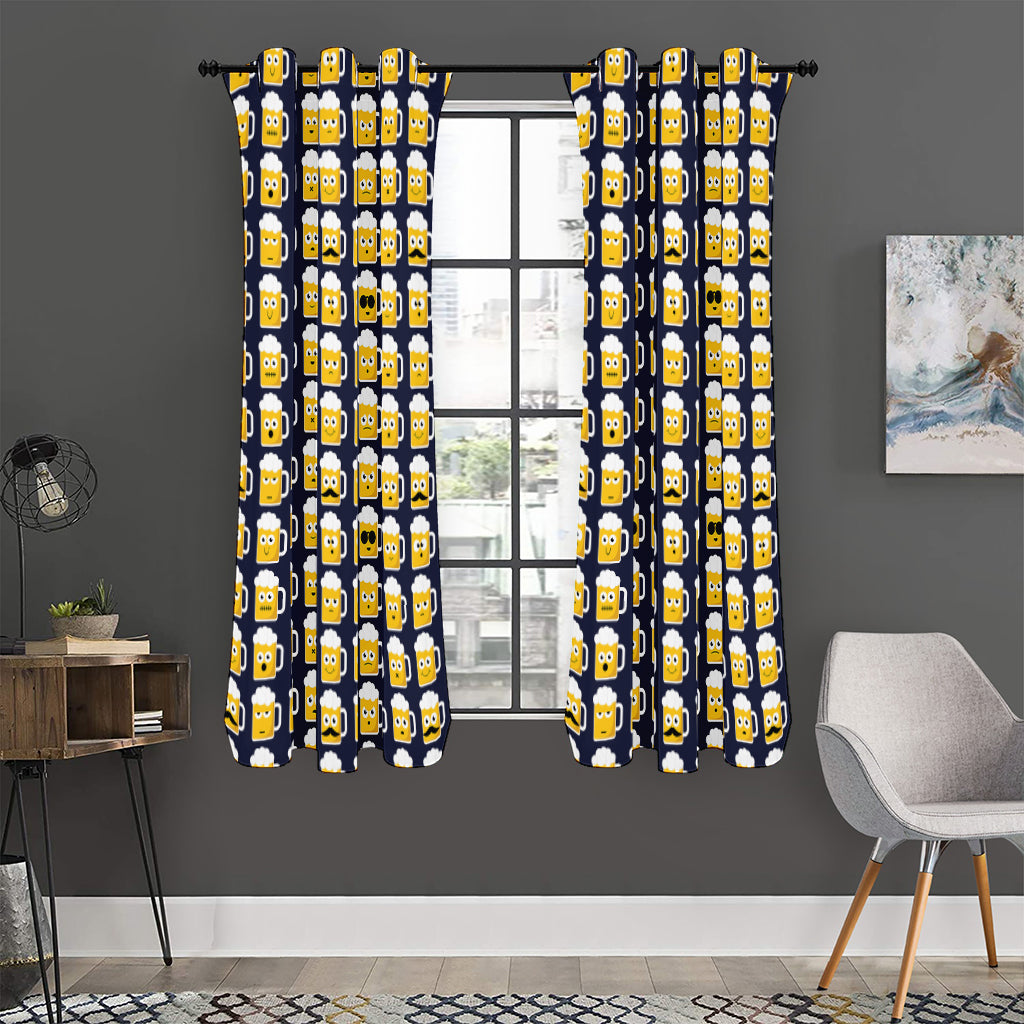 Beer Emoji Pattern Print Curtain