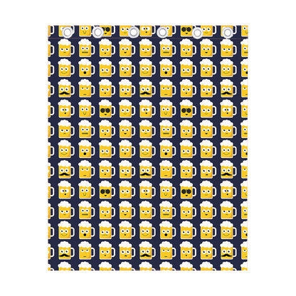 Beer Emoji Pattern Print Curtain
