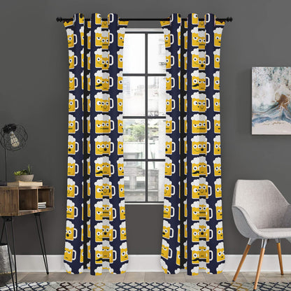 Beer Emoji Pattern Print Curtain