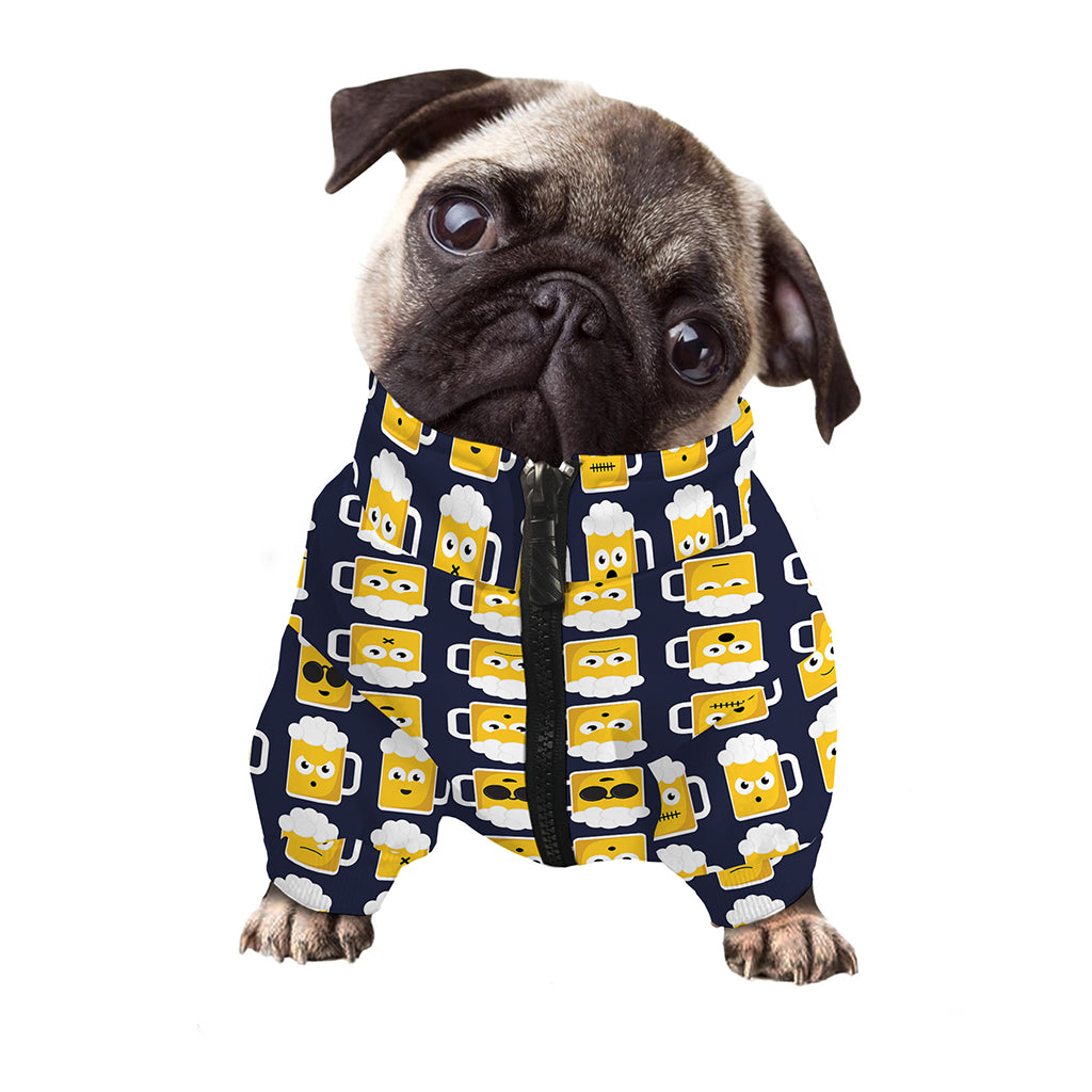 Beer Emoji Pattern Print Dog Zip Up Jacket