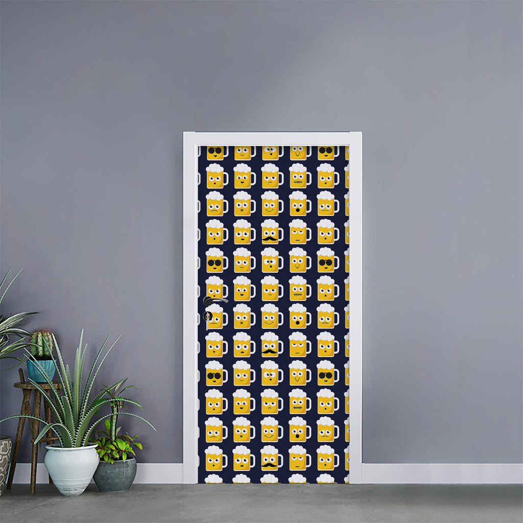 Beer Emoji Pattern Print Door Sticker