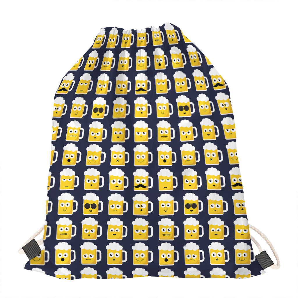 Beer Emoji Pattern Print Drawstring Bag