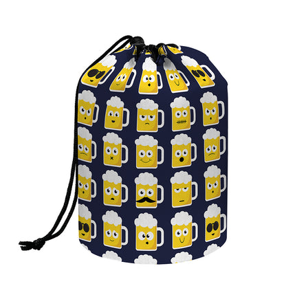 Beer Emoji Pattern Print Drawstring Makeup Bag