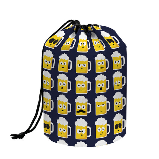Beer Emoji Pattern Print Drawstring Makeup Bag