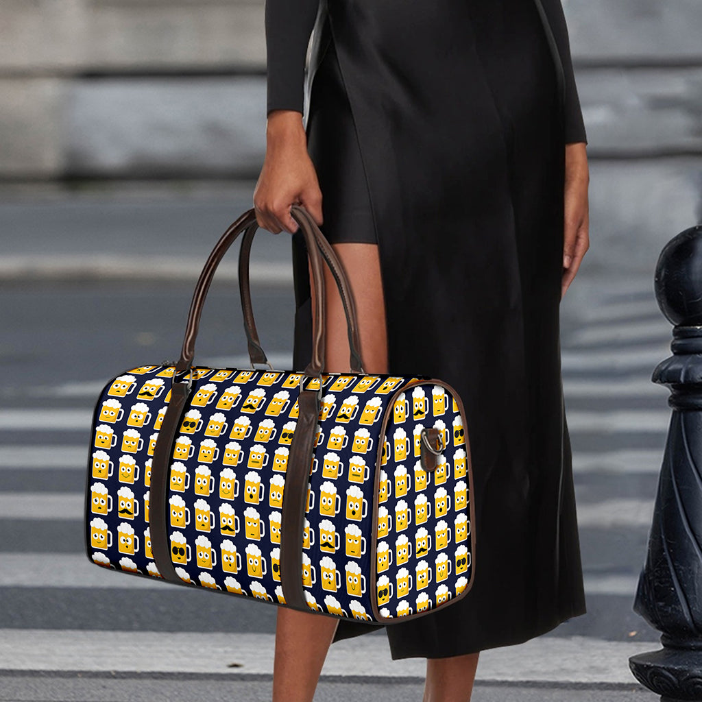 Beer Emoji Pattern Print Duffle Bag