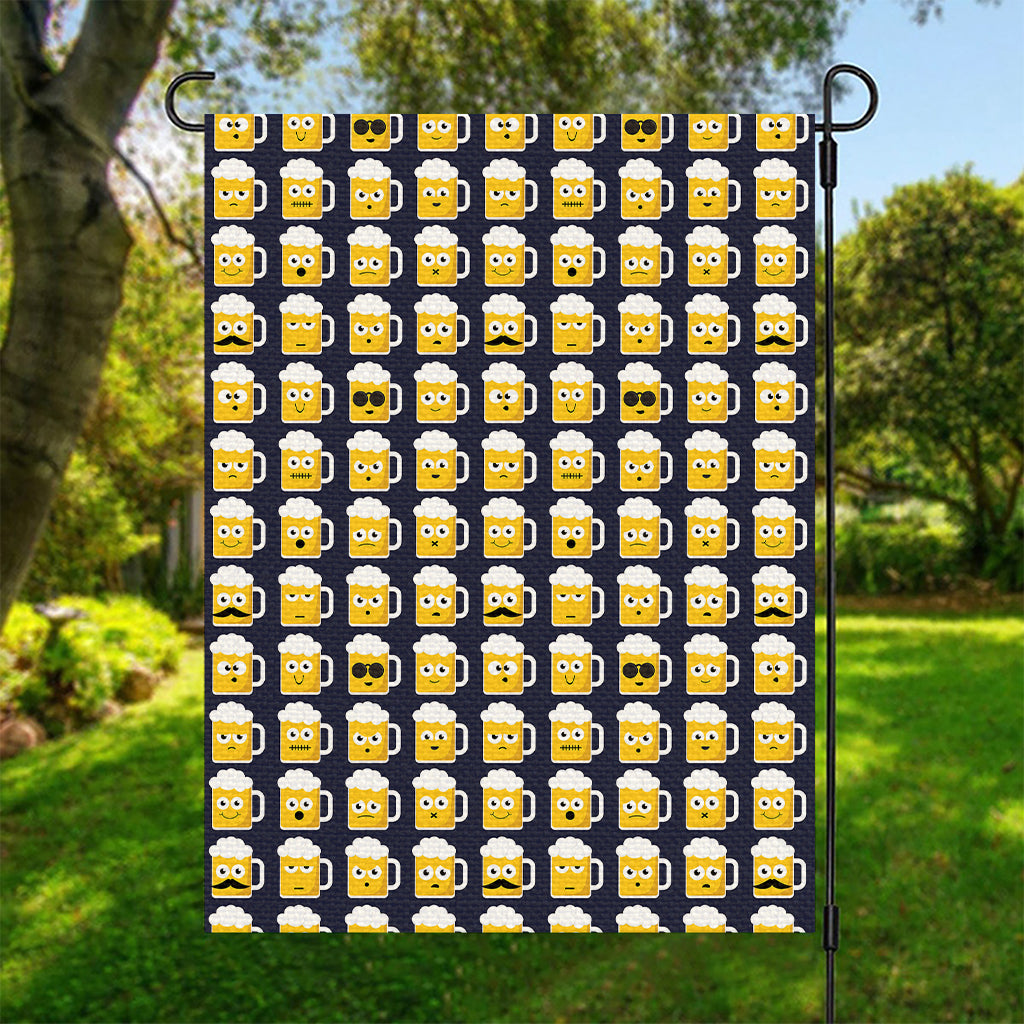 Beer Emoji Pattern Print Garden Flag