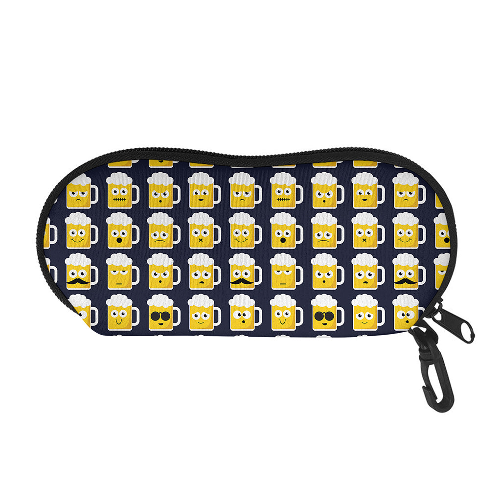 Beer Emoji Pattern Print Glasses Case