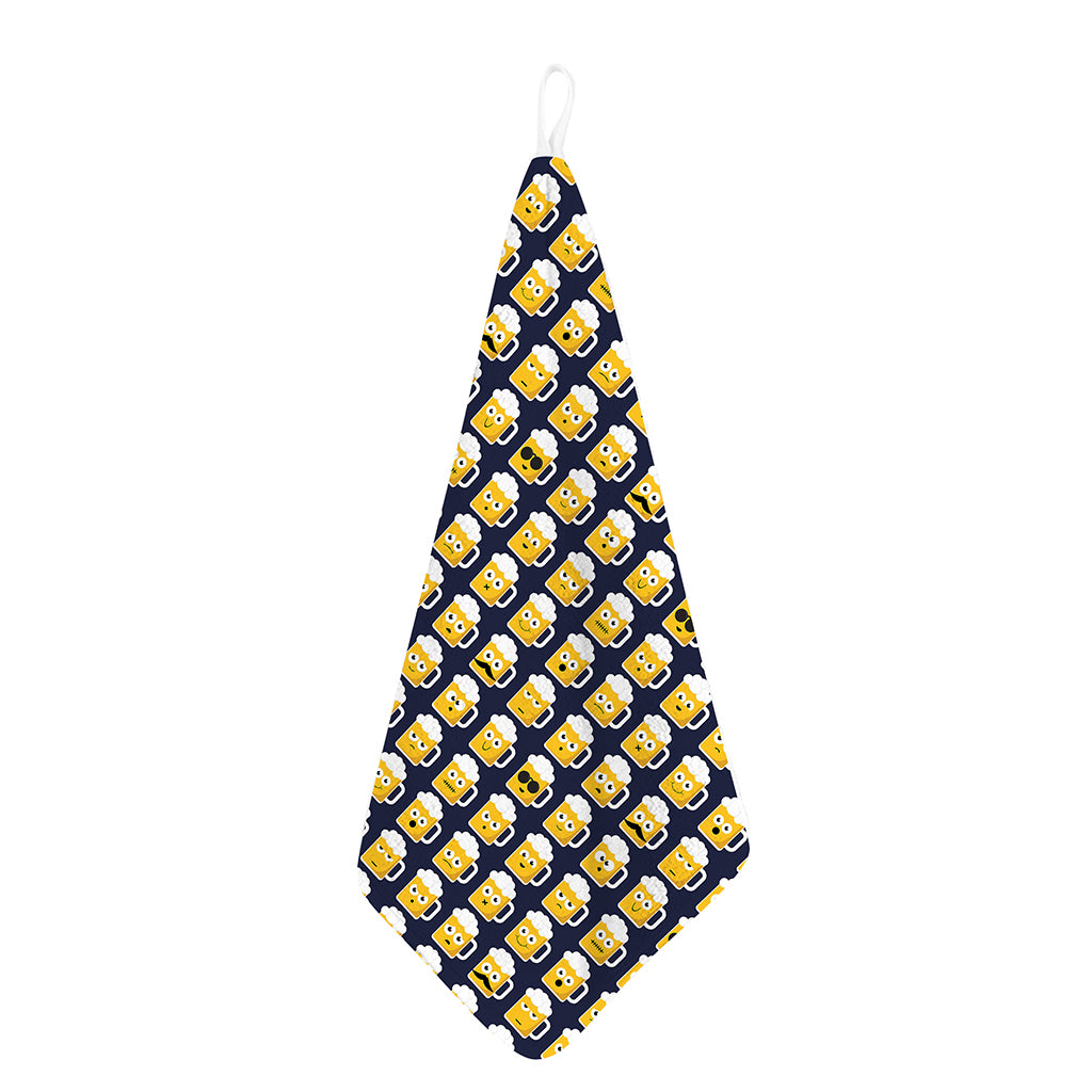 Beer Emoji Pattern Print Hand Towel