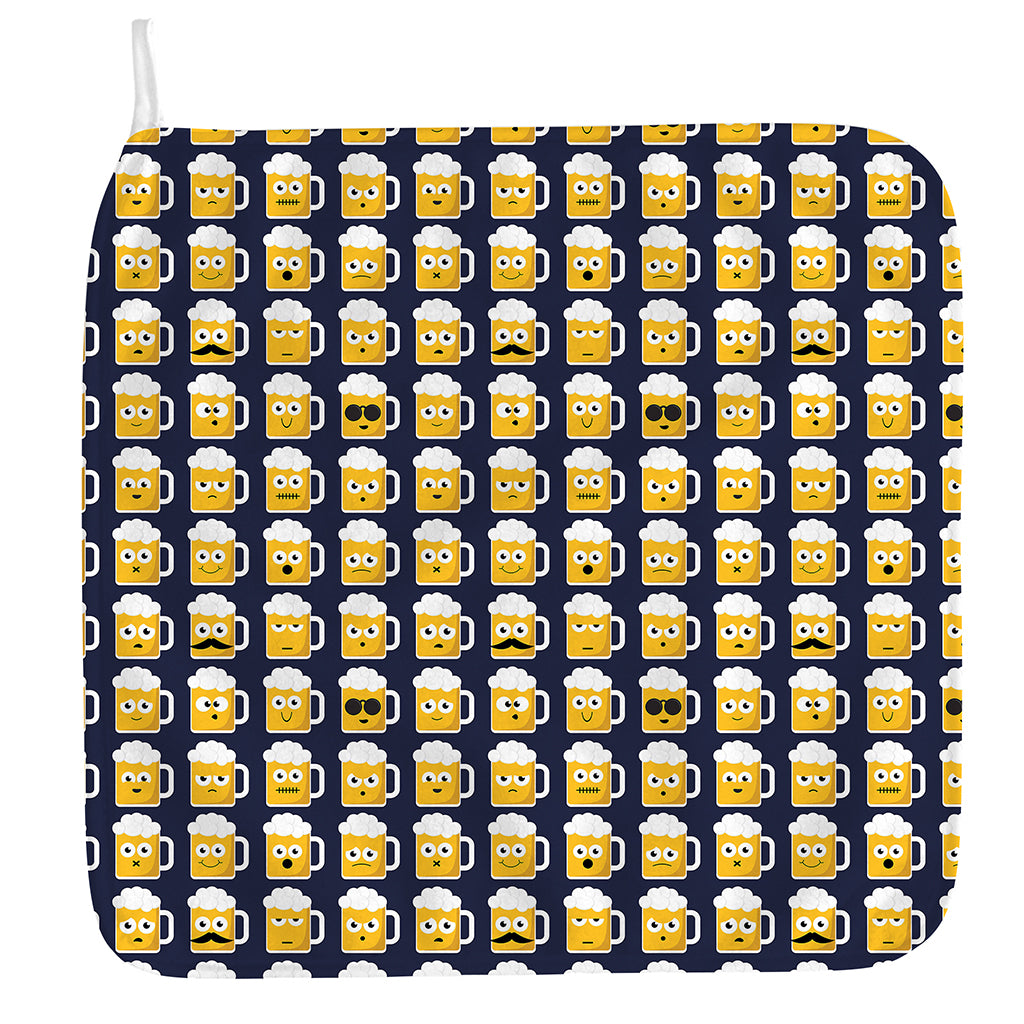 Beer Emoji Pattern Print Hand Towel