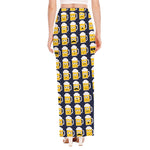 Beer Emoji Pattern Print High Slit Maxi Skirt