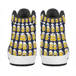 Beer Emoji Pattern Print High Top Leather Sneakers