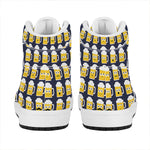 Beer Emoji Pattern Print High Top Leather Sneakers