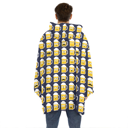 Beer Emoji Pattern Print Hoodie Blanket