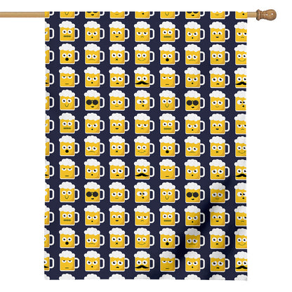 Beer Emoji Pattern Print House Flag