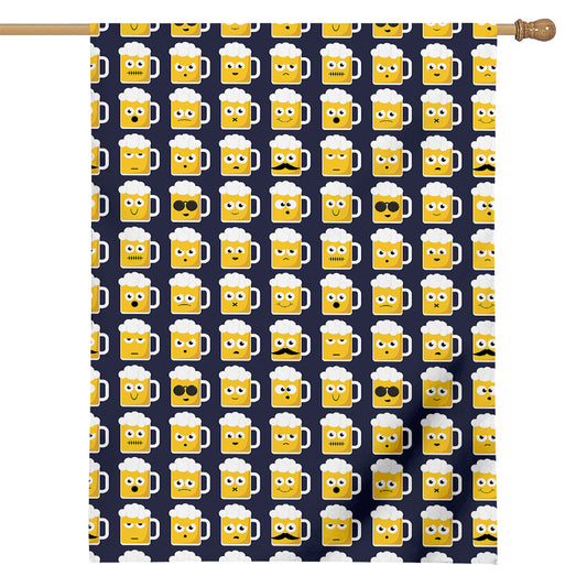 Beer Emoji Pattern Print House Flag