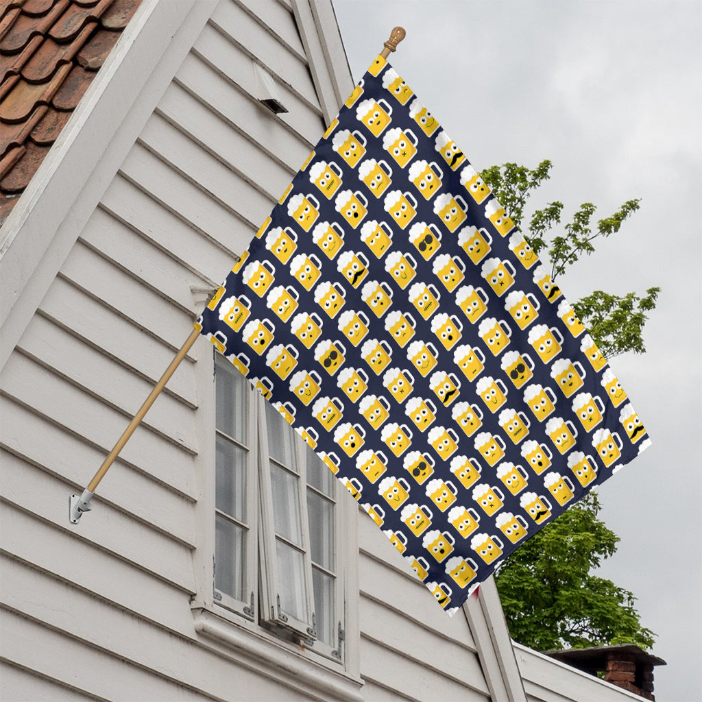 Beer Emoji Pattern Print House Flag