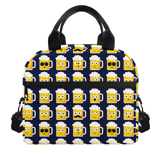 Beer Emoji Pattern Print Insulated Lunch Bag