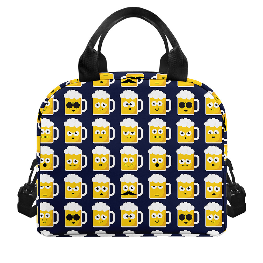Beer Emoji Pattern Print Insulated Lunch Bag
