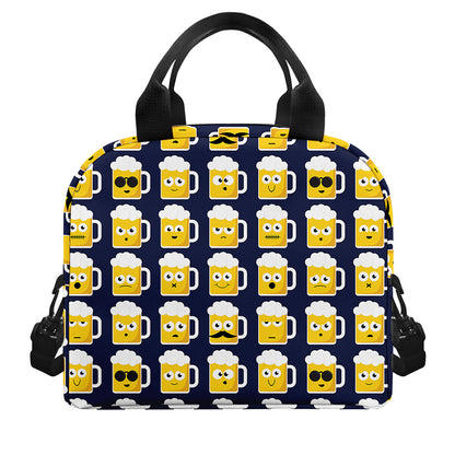 Beer Emoji Pattern Print Insulated Lunch Bag