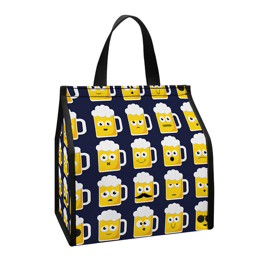 Beer Emoji Pattern Print Insulated Lunch Tote