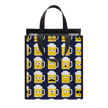 Beer Emoji Pattern Print Insulated Lunch Tote