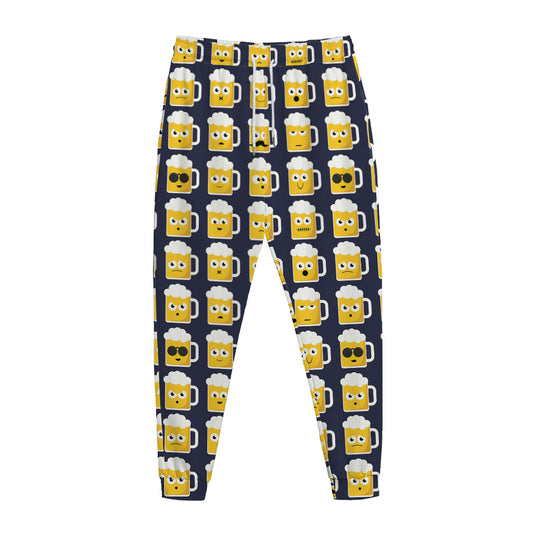Beer Emoji Pattern Print Jogger Pants