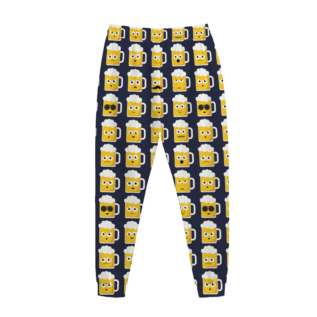Beer Emoji Pattern Print Jogger Pants