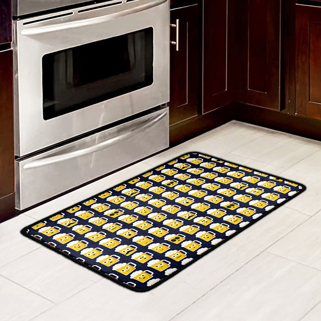 Beer Emoji Pattern Print Kitchen Mat