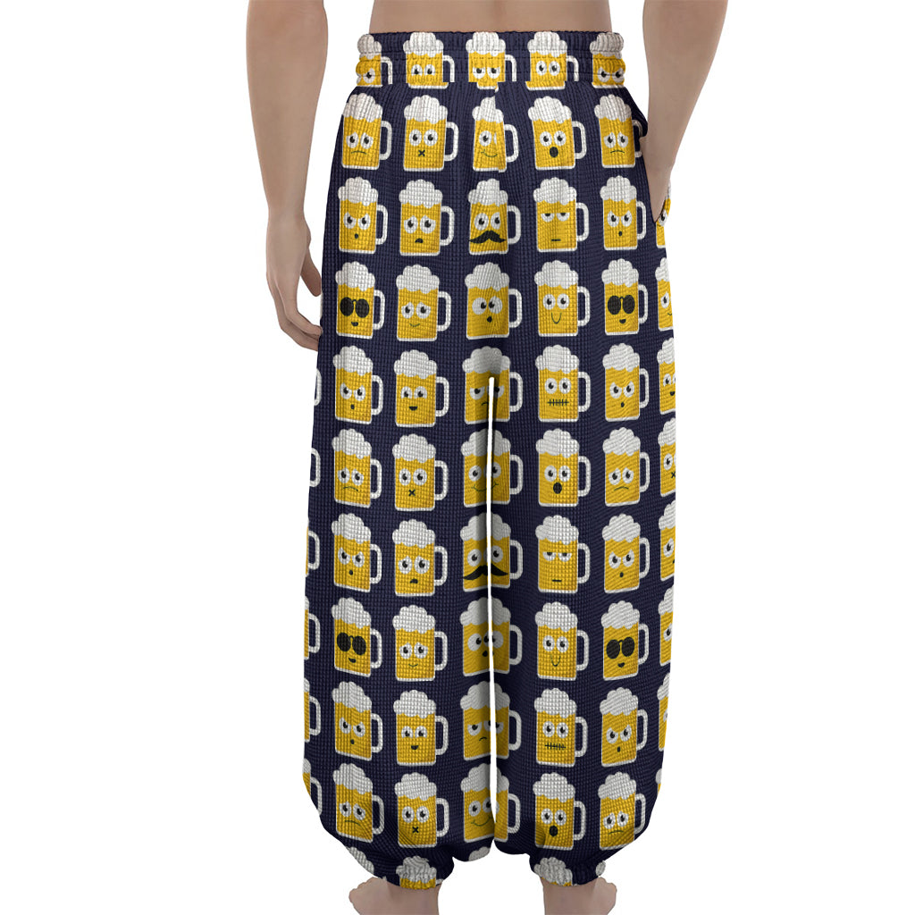 Beer Emoji Pattern Print Lantern Pants