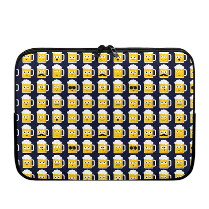 Beer Emoji Pattern Print Laptop Sleeve