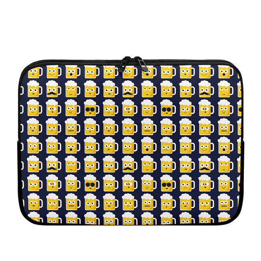 Beer Emoji Pattern Print Laptop Sleeve