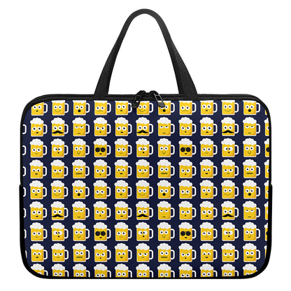 Beer Emoji Pattern Print Laptop Sleeve With Handle