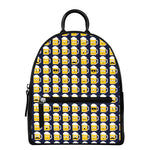 Beer Emoji Pattern Print Leather Backpack