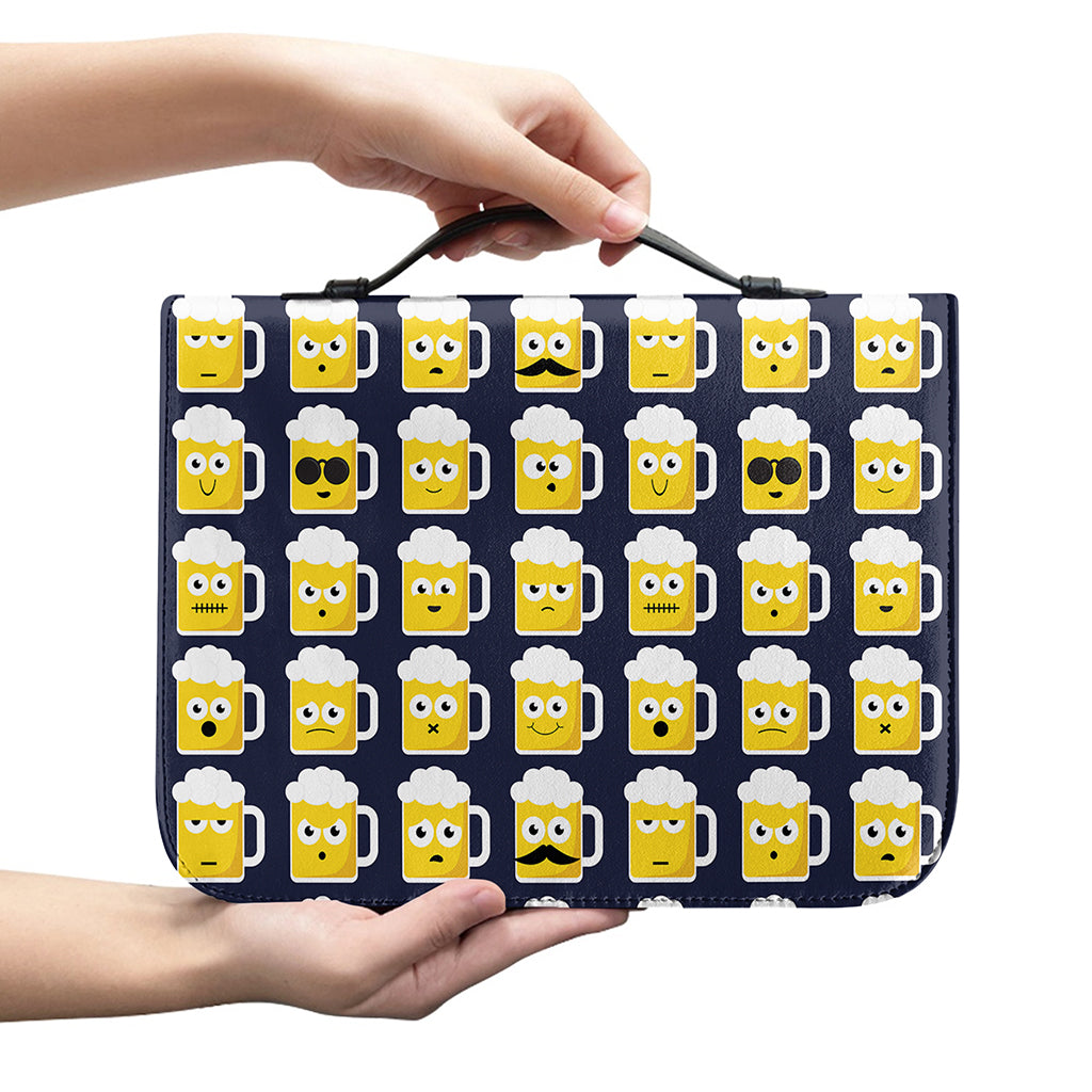 Beer Emoji Pattern Print Leather Bible Cover