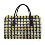 Beer Emoji Pattern Print Leather Duffle Bag