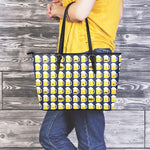 Beer Emoji Pattern Print Leather Tote Bag