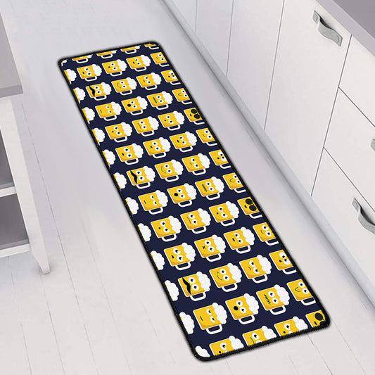 Beer Emoji Pattern Print Long Kitchen Mat