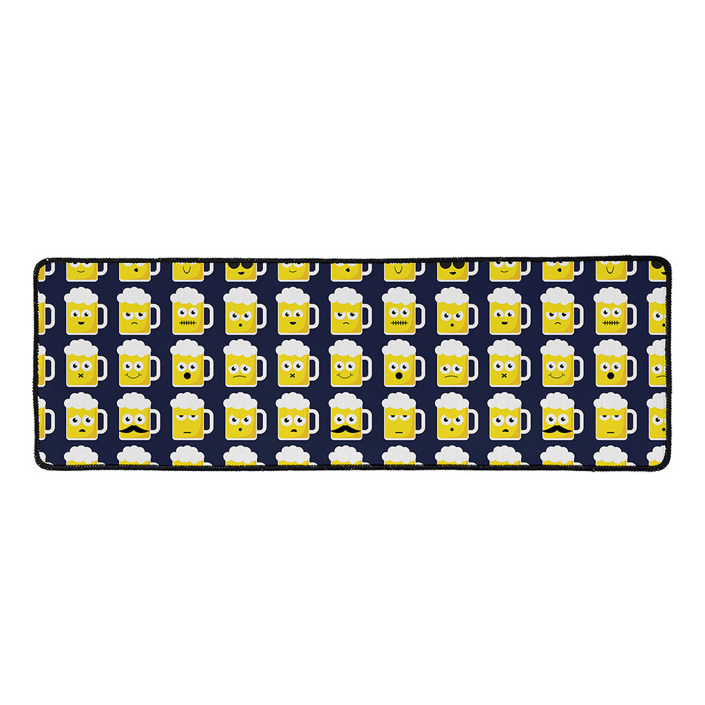 Beer Emoji Pattern Print Long Kitchen Mat