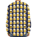 Beer Emoji Pattern Print Long Sleeve Baseball Jersey